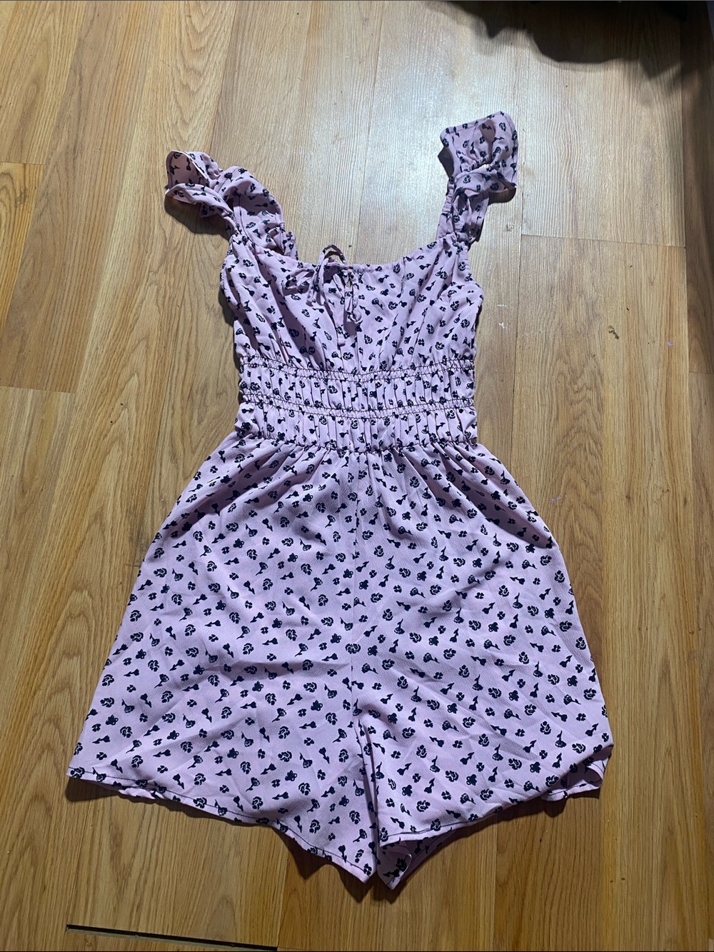 Pink Floral Print Romper